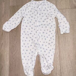 Ralph Lauren White and Blue Patterned Footie